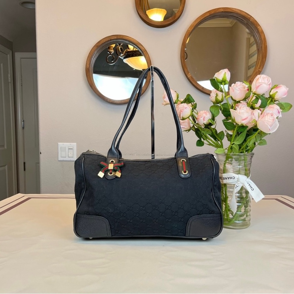 GUCCI AUTHENTIC GG CANVAS WEB SHERRY LINE SHOULDER BAG SATCHEL